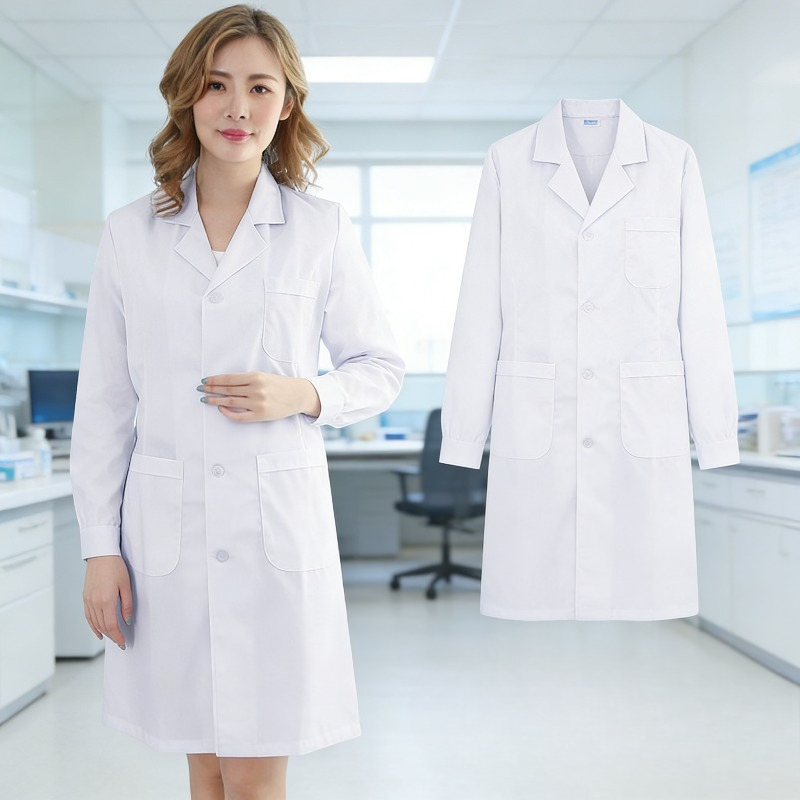 Medical Lab Gown - Camice Bianco a Maniche Lunghe per